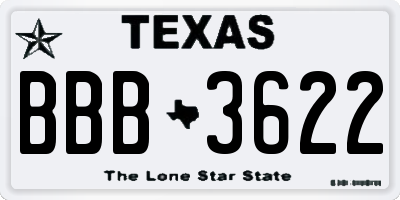 TX license plate BBB3622