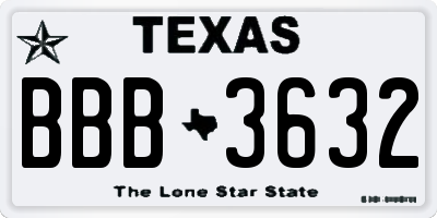 TX license plate BBB3632