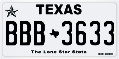 TX license plate BBB3633