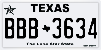 TX license plate BBB3634