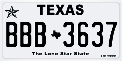 TX license plate BBB3637