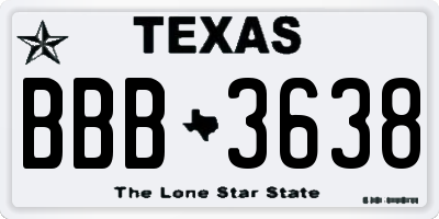 TX license plate BBB3638