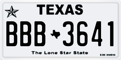 TX license plate BBB3641