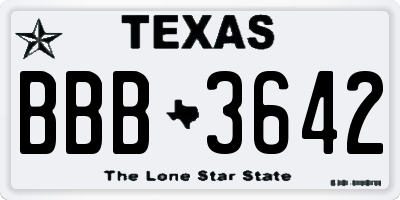 TX license plate BBB3642