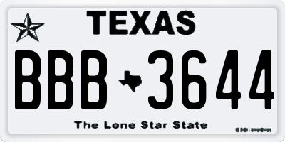 TX license plate BBB3644