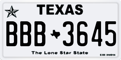 TX license plate BBB3645