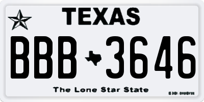 TX license plate BBB3646