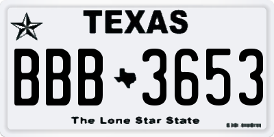 TX license plate BBB3653