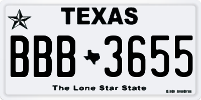 TX license plate BBB3655
