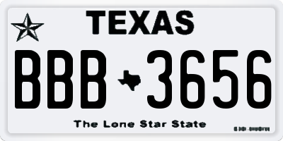 TX license plate BBB3656