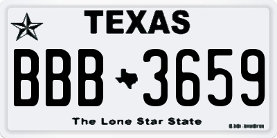 TX license plate BBB3659