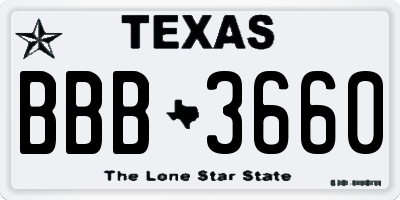 TX license plate BBB3660
