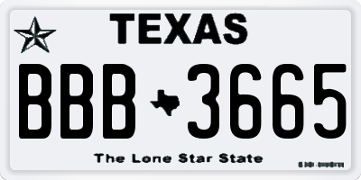 TX license plate BBB3665