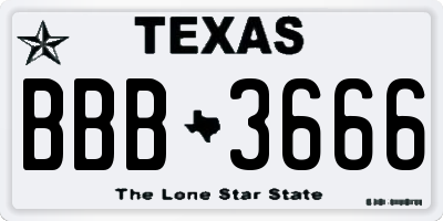 TX license plate BBB3666