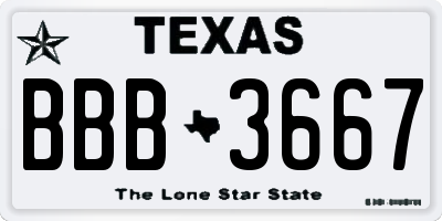 TX license plate BBB3667