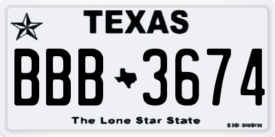 TX license plate BBB3674