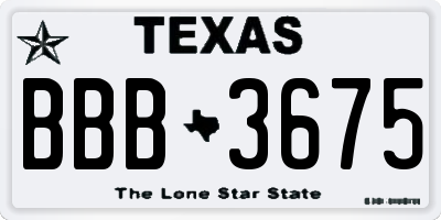 TX license plate BBB3675