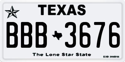 TX license plate BBB3676