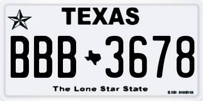 TX license plate BBB3678
