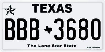 TX license plate BBB3680