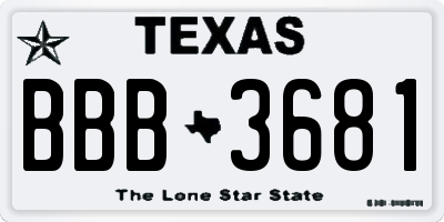 TX license plate BBB3681