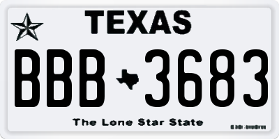 TX license plate BBB3683