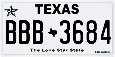 TX license plate BBB3684
