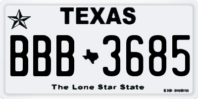 TX license plate BBB3685