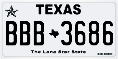 TX license plate BBB3686