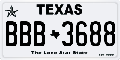 TX license plate BBB3688