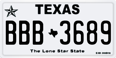 TX license plate BBB3689