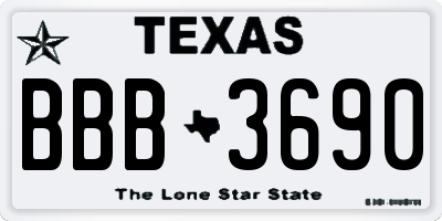 TX license plate BBB3690