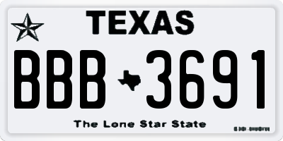 TX license plate BBB3691