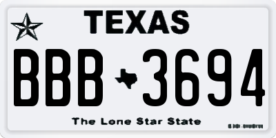 TX license plate BBB3694