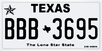 TX license plate BBB3695