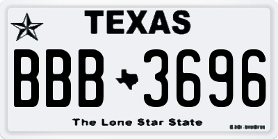 TX license plate BBB3696