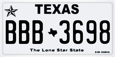 TX license plate BBB3698