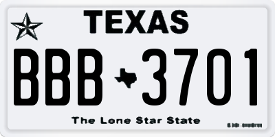 TX license plate BBB3701