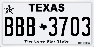 TX license plate BBB3703