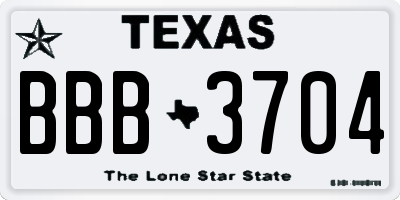 TX license plate BBB3704