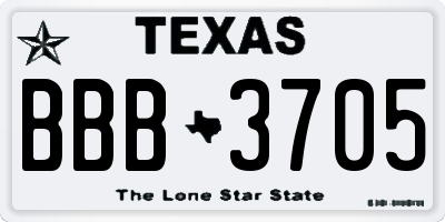 TX license plate BBB3705