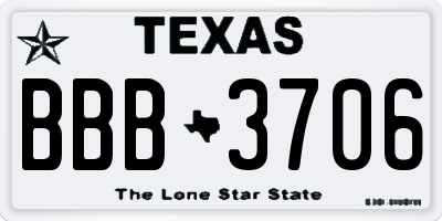 TX license plate BBB3706