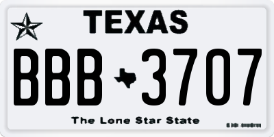 TX license plate BBB3707