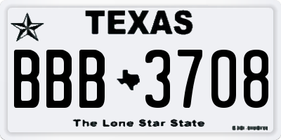 TX license plate BBB3708