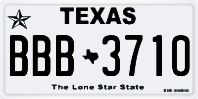 TX license plate BBB3710