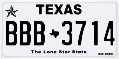 TX license plate BBB3714