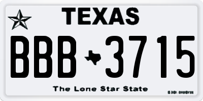 TX license plate BBB3715