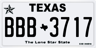 TX license plate BBB3717