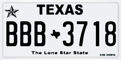 TX license plate BBB3718