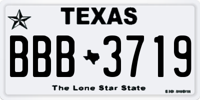 TX license plate BBB3719